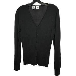 DKNY 100% Cotton Black Beaded Y2K Button Up Vintage Cardigan Size Small